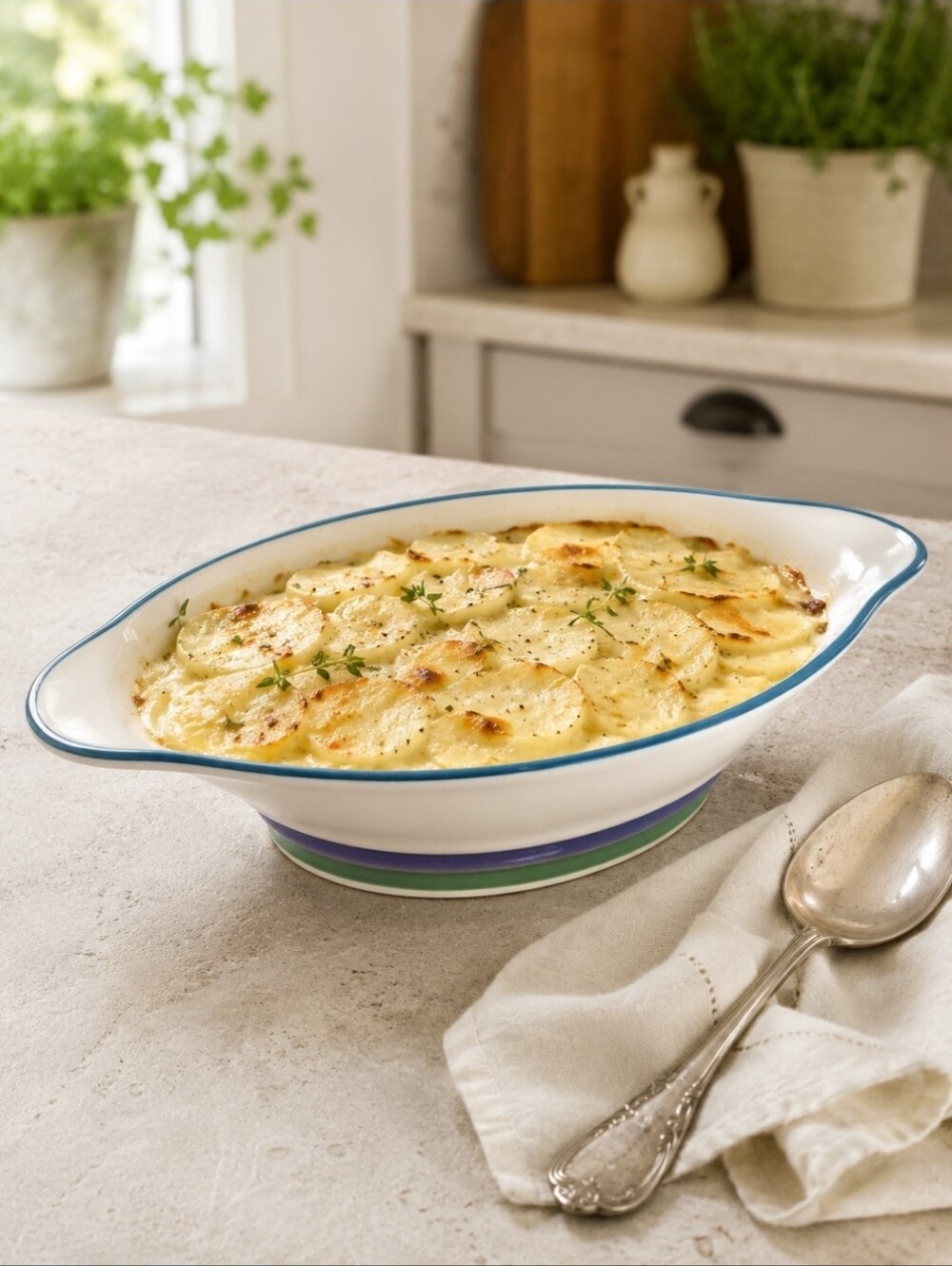 Pfaltzgraff Ocean Breeze All-In-One Dish 10.5" USA Au Gratin Serving Bowl